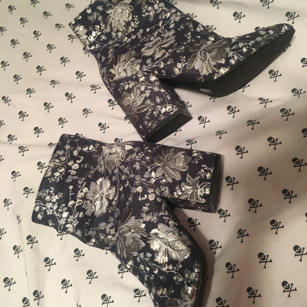 Blue floral boots